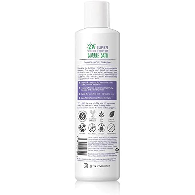 Fresh Monster Kids Foaming Bubble Bath | Hypoallergenic, Natural for Kids & Toddlers | Super Concentrated | Soothing Lavender Scent | Bath Time Essentials - Image 2